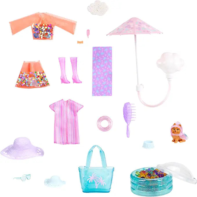 Barbie paraguas de ducha con mas de 25 sorpresas cambia de color